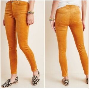 PAIGE Hoxton Ankle Skinny Corduroy Pants Marigold Size 27